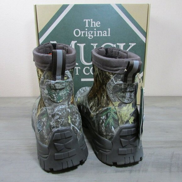 Muck Boot Co Men's 15 Apex Mid Zip Camo Round Toe Pull on Mud Boot Bison/Realtre - Picture 4 of 5